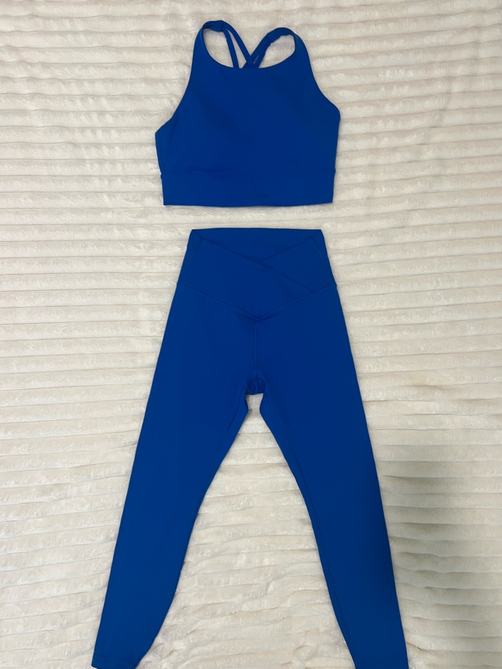 CRZ YOGA matching SET- Sparkle Blue- Medium- Crossover Waist -Longline Bra